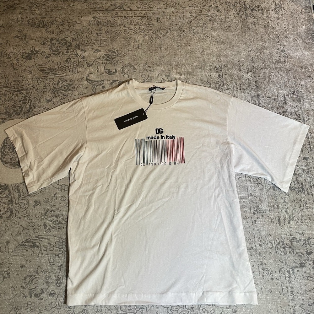 Dolce & Gabbana White Barcode Graphic Print Logo Crew Neck T-Shirt Men's 44
